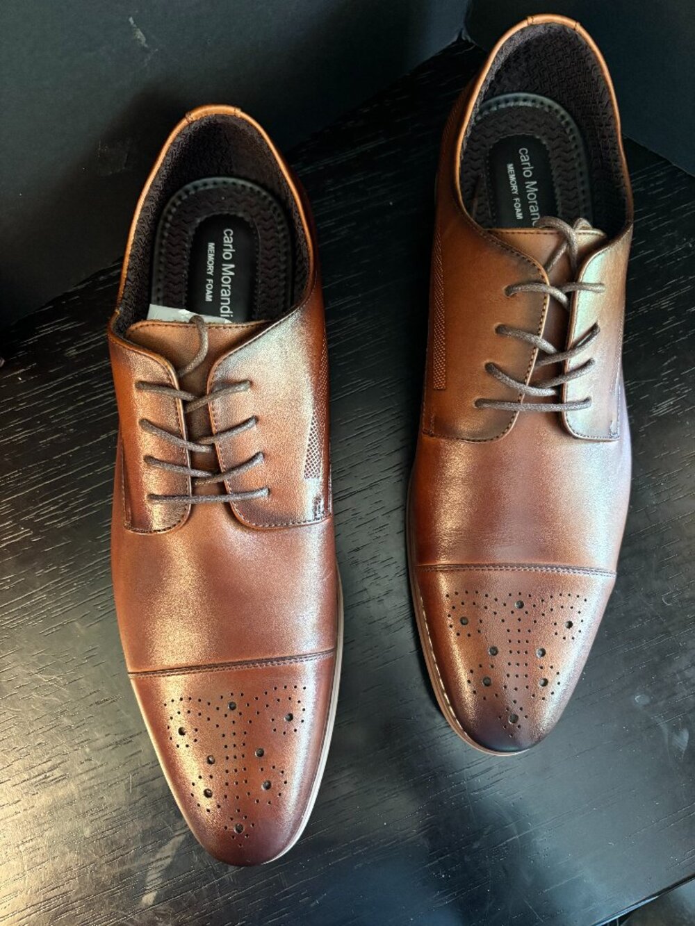 Men's Brown Leather Dress Shoes Carlo Morandi New Size 11.5